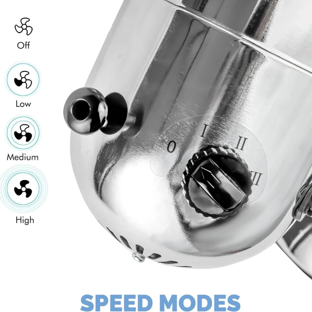 Senelux 12 inch Chrome Desk Fan; Great for Home Cooling and Comfort in Bedrooms, Living Rooms and Offices-4