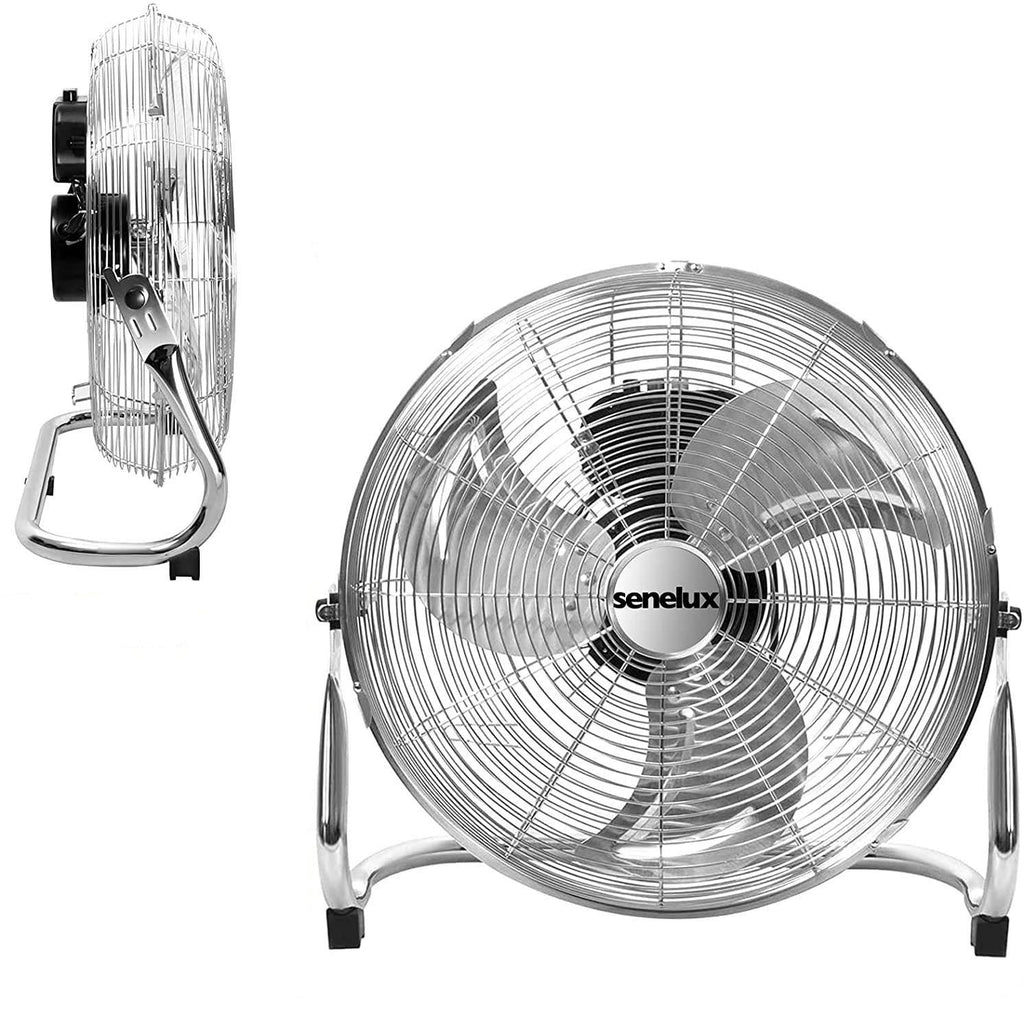 Chrome Floor Fan for Homes, Gyms, Bedrooms & Kitchens | with 3 Fan Speeds and Adjustable Tilt-5
