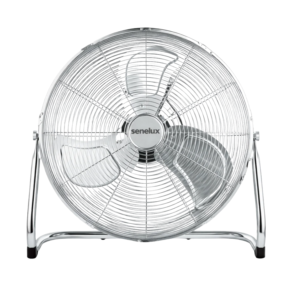 Chrome Floor Fan for Homes, Gyms, Bedrooms & Kitchens | with 3 Fan Speeds and Adjustable Tilt-0