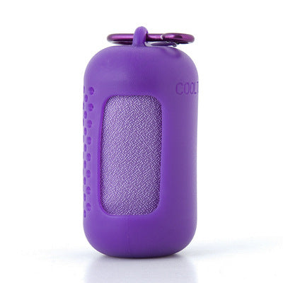 NNEDSZ Purple Quick Dry Cooling Towel Set (2 Pack) - Microfiber Sport Towels with Silicone Cases & Carabiners