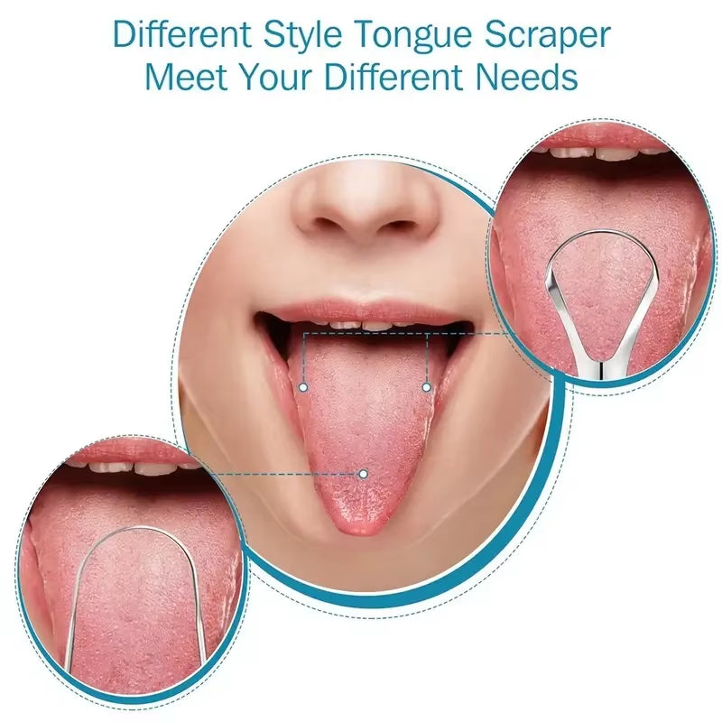 Stainless Steel Tongue 1Pc Scraper Tongue Coating Cleaner Tonguecoating Brush Cleaning Tongue Coating Removing Bad Breath Oralca